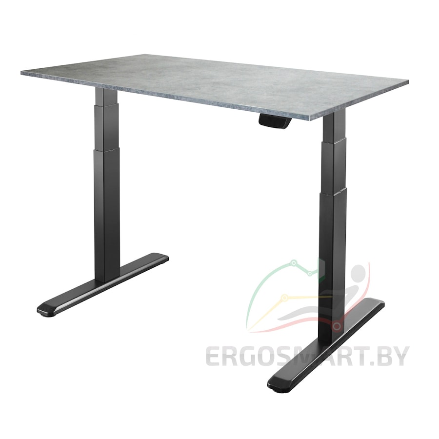 Стол Unique Ergo Desk черный/бетон Чикаго 1380х800х18 мм