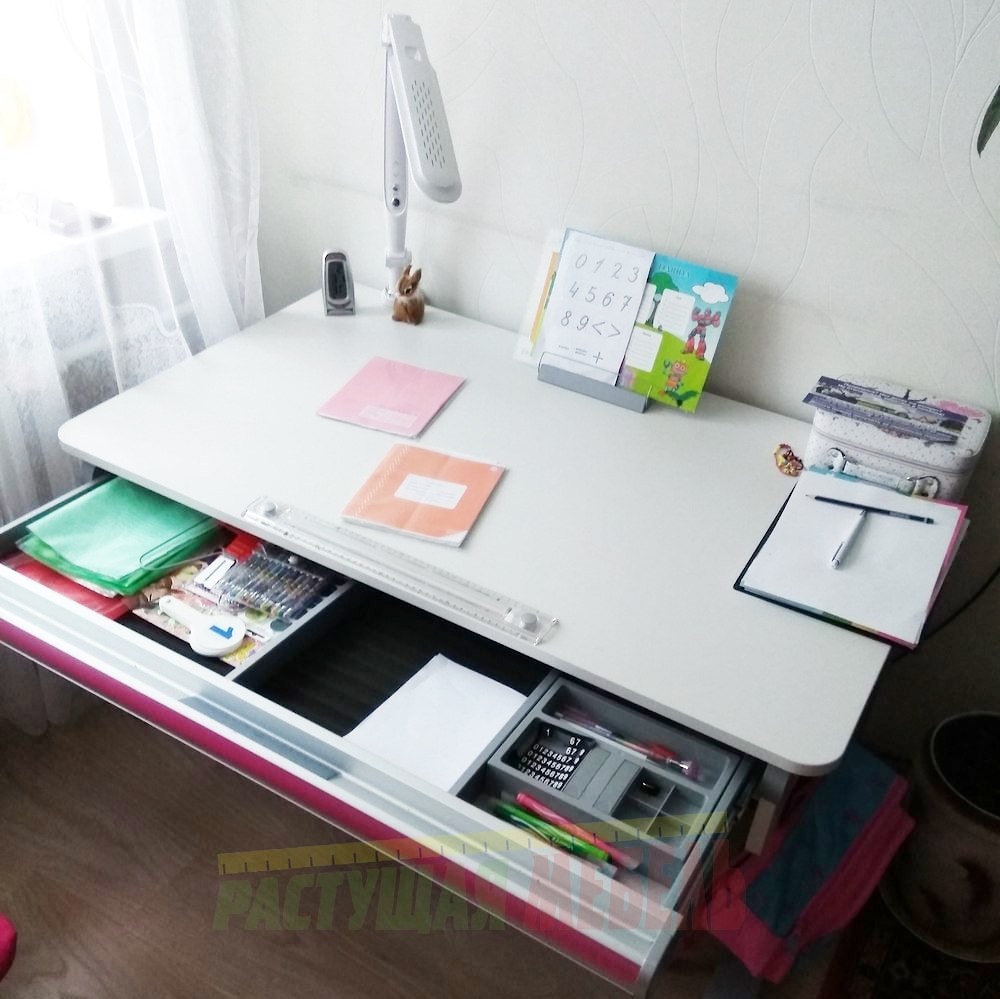  Растущая парта moll Winner с выдвижным ящиком на всю ширину стола