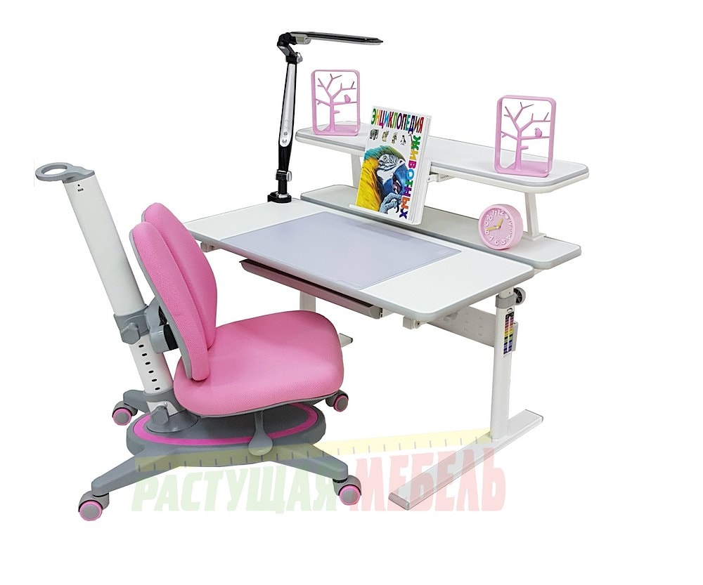 Детская парта-трансформер Picasso E201 и стул Smart DUO MC204 розовый