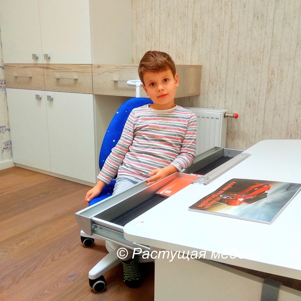 Растущие парта moll Champion и стул moll Maximo в интерьере