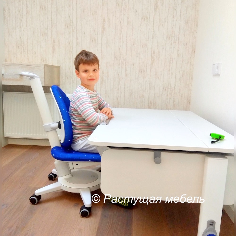 Растущие парта moll Champion и стул moll Maximo в интерьере