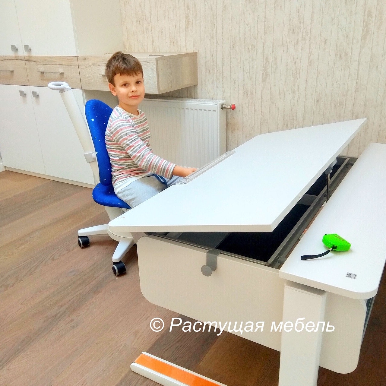 Растущие парта moll Champion и стул moll Maximo в интерьере