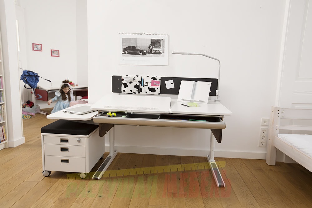 Боковая приставка moll Side Top и растущий стол-парта Champion Comfort с магнитной стенкой Panel