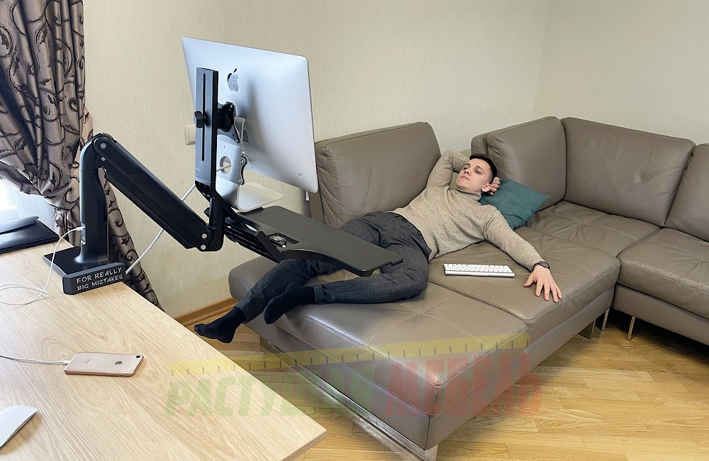 Настольный кронштейн-станция Workstation Black для работы за компьютером сидя, стоя и лёжа