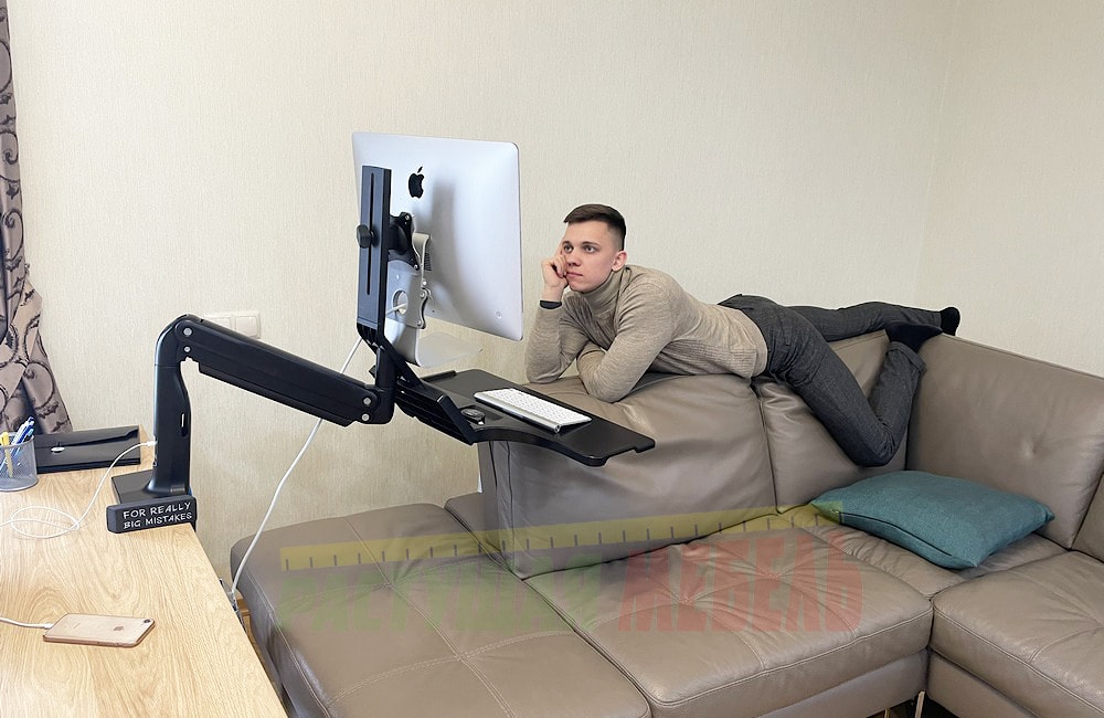 Настольный кронштейн-станция Workstation Black для работы за компьютером сидя, стоя и лёжа