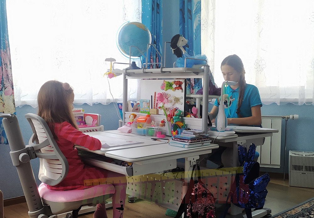  Растущая парта Rifforma Comfort-100 c полкой COMF-PRO Smart-S-Shelf и эргономичным стулом Conan, напольное покрытие Comfguard