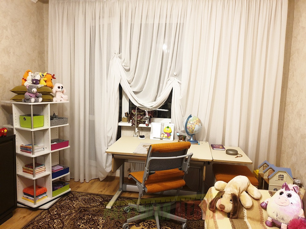 Регулируемый стол moll T5, боковая  полка E1, стул S6, лампа moll Flexlight, тумба moll С7, стеллаж moll Tower 56