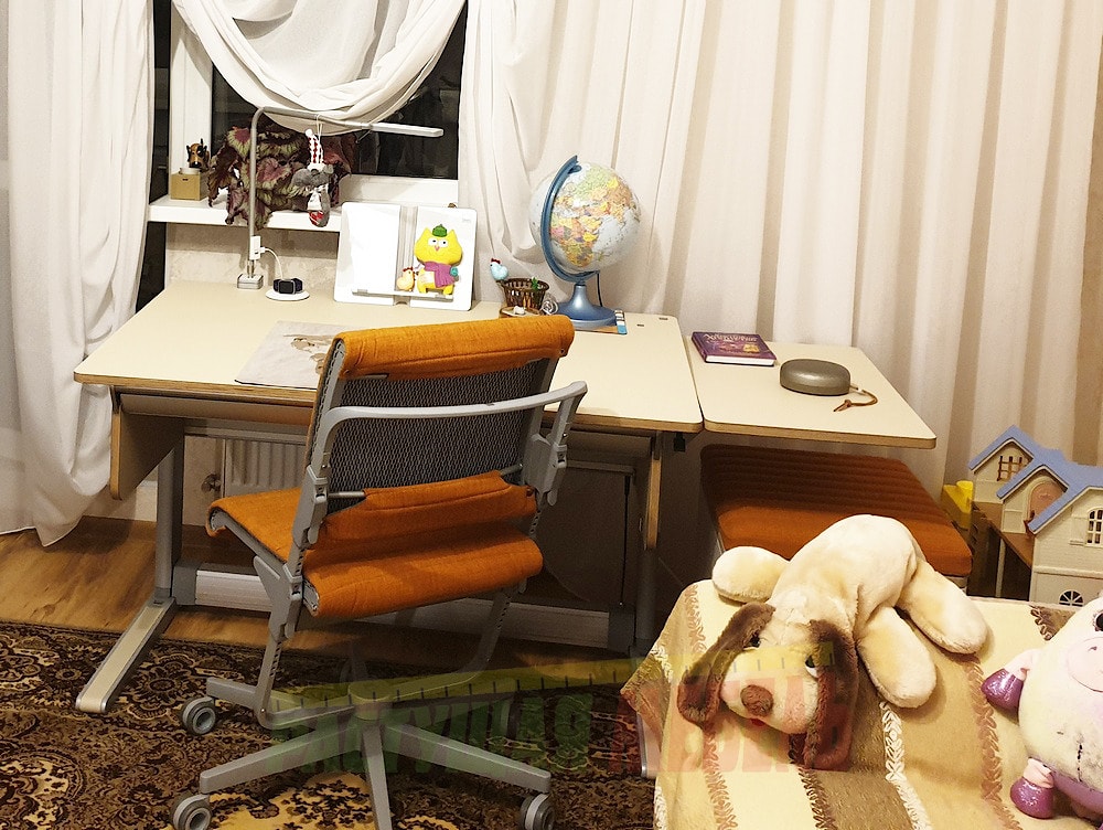 Регулируемый стол moll T5, боковая  полка E1, стул S6, лампа moll Flexlight, тумба moll С7 