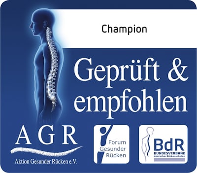 Парта moll Champion Compact отмечена знаком качества AGR. Немецкая независимая ассоциация по лечению и профилактике проблем позвоночника "Здорова спина" отмечает своими сертификатами исключительно ту продукцию, которая является эргономичной и здоровой для спины в соответствии с медицинскими требованиями.