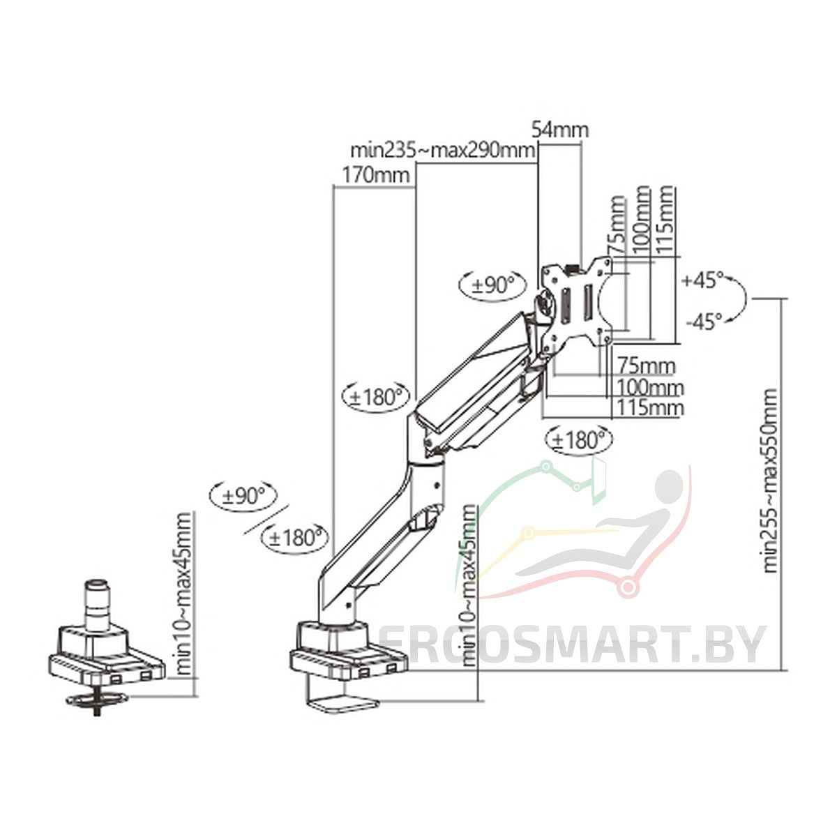 Размеры кронштейна Heavy-Duty