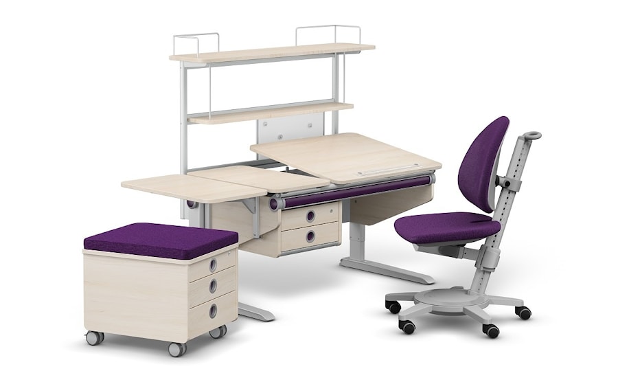 Вариант оформления парты Winner Split и тумбы Pro и Twin в тон расцветки стула и подушки-сиденья