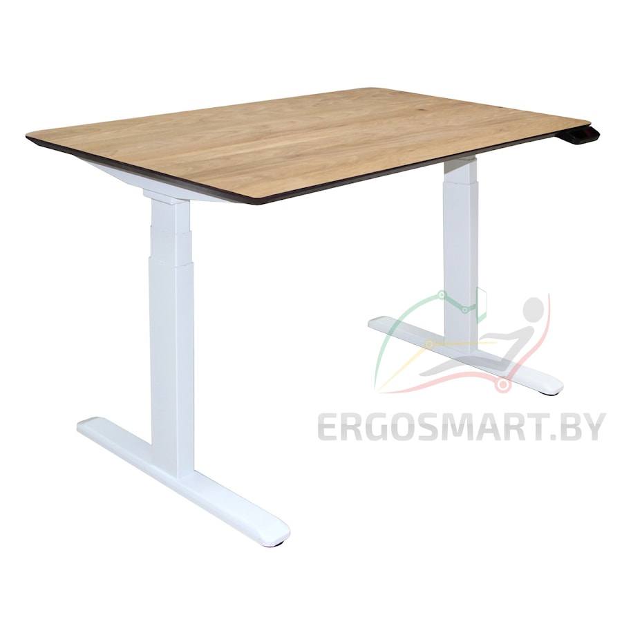 Стол Wooden Unique Ergo Desk белый/Массив Дуб натуральный, скошенный край, 1300х750х27мм