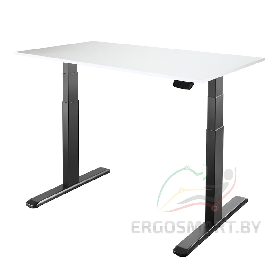 Стол Unique Ergo Desk черный/альпийский белый 1380х800х18 мм