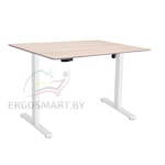 Стол Wooden Electric Desk Slim белый/Массив дерева "Дуб Беленый", скошенный край, 1300х750х27мм