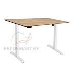 Стол Wooden Electric Desk Slim белый/Массив дерева "Дуб натуральный", скошенный край, 1300х750х27мм