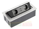 Встраиваемый блок розеток SOFT с USB алюминий