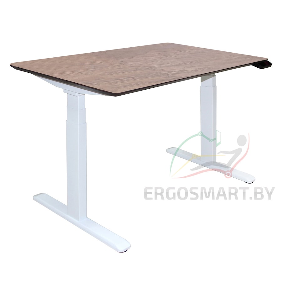 Стол Wooden Unique Ergo Desk белый/Массив Дуб мореный, скошенный край, 1300х750х27мм