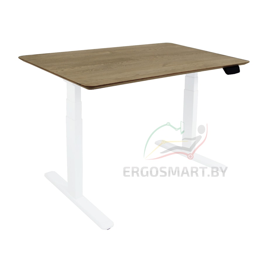 Стол Wooden Unique Ergo Desk белый/Массив Дуб натуральный, скошенный край, 1300х750х27мм
