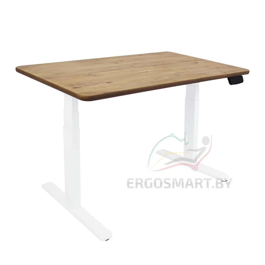Стол Wooden Unique Ergo Desk белый/Массив Дуб натуральный, прямой край, 1300х750х27мм