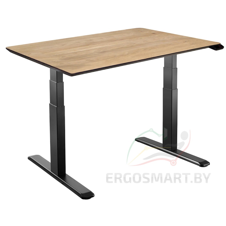 Стол Wooden Unique Ergo Desk черный/Массив Дуб натуральный, скошенный край, 1300х750х27мм