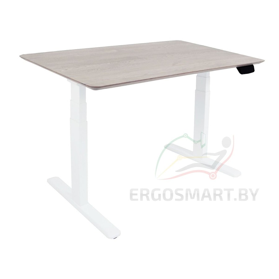 Стол Wooden Unique Ergo Desk белый/Массив Дуб Беленый, скошенный край, 1300х750х27мм