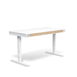 Регулируемый стол moll  T6  L  Белый каркас/серебр. профиль/5 ящиков дуб /3 розетки 