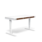 Регулируемый стол moll T6 L Белый каркас/серебр. профиль/5 ящиков грецкий орех/3 розетки