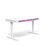Регулируемый стол moll  T6  L Белый каркас/белый профиль/5 ящиков розовых/3 розетки 
