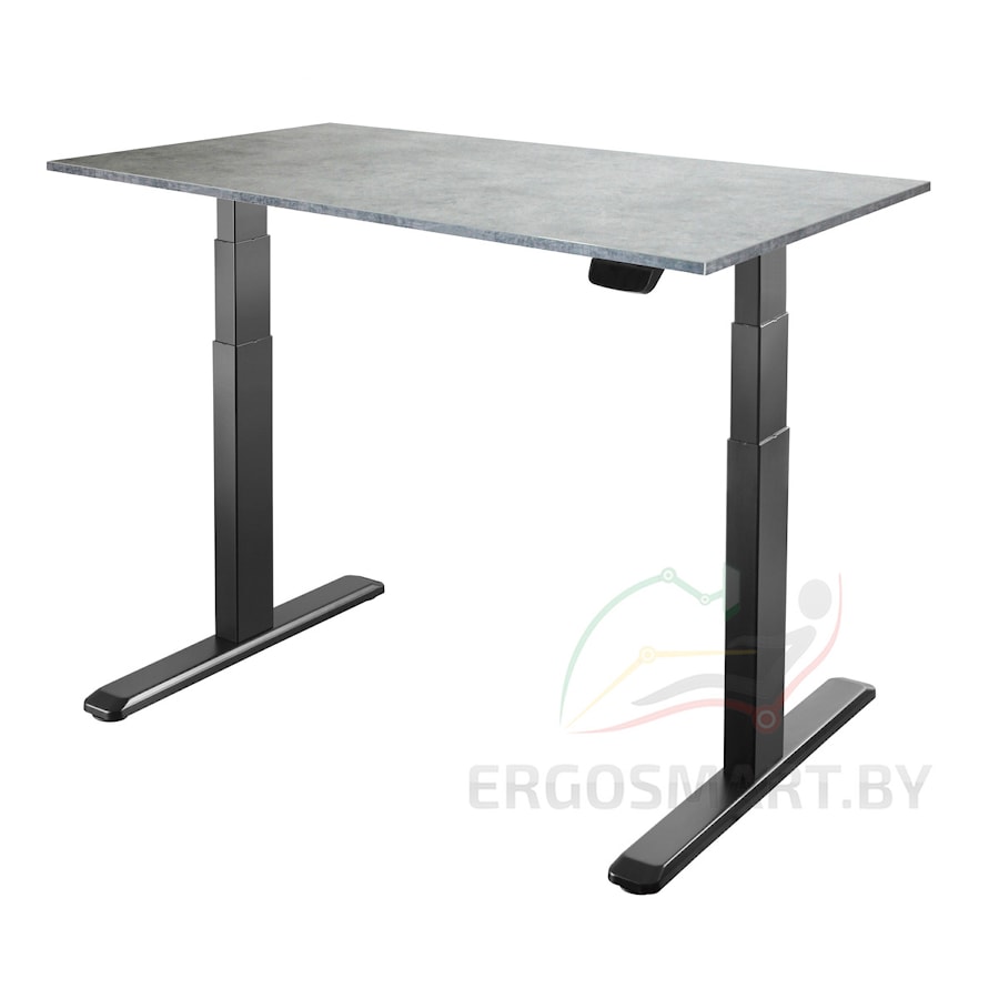 Стол Ergo Desk Prime черный/бетон Чикаго 1380х800х18 мм