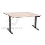 Стол Wooden Ergo Desk Prime черный/Массив Дуб беленый, скошенный край, 1300х750х27мм
