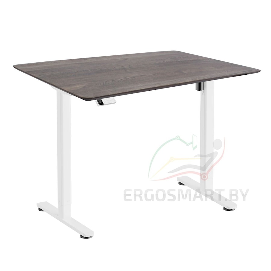 Стол Wooden Electric Desk Slim белый/Массив Дуб Галифакс, скошенный край, 1300х750х27мм