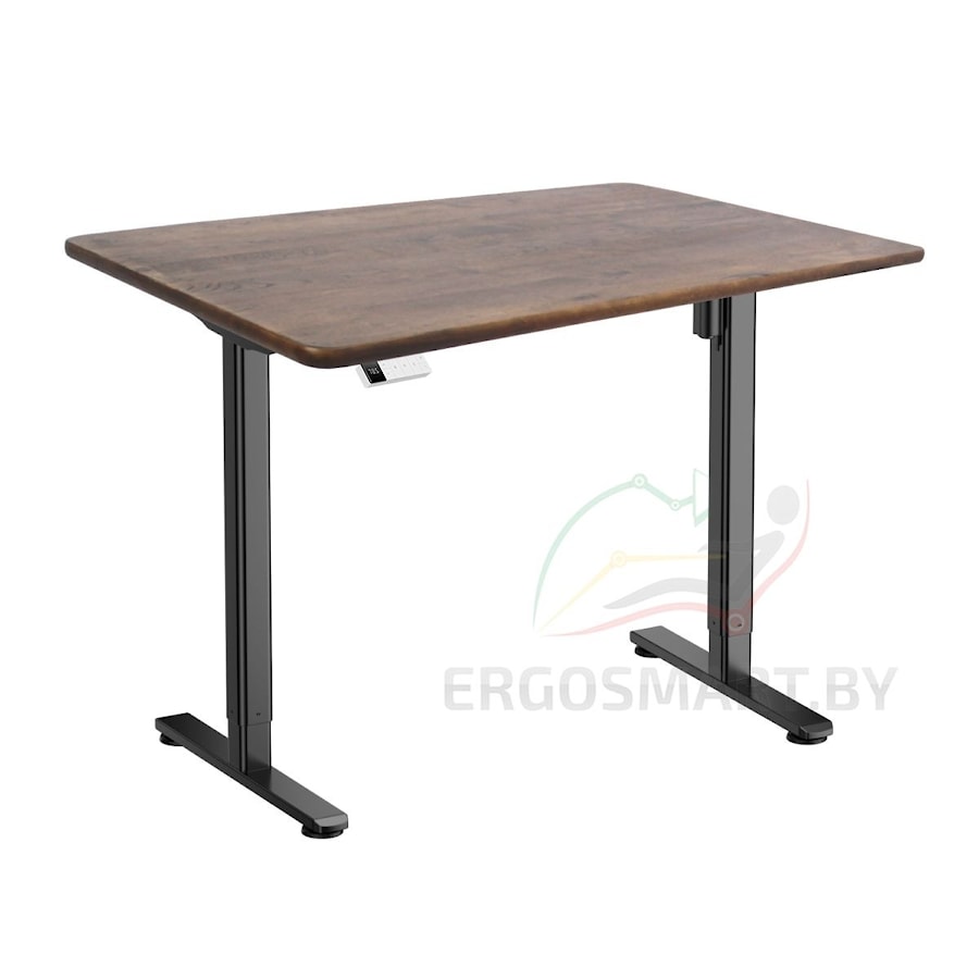 Стол Wooden Electric Desk Slim черный/Массив Дуб мореный, прямой край, 1300х750х27мм