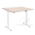 Стол Wooden Electric Desk Slim Pro белый/Массив дерева "Дуб Беленый", скошенный край, 1300х750х27мм