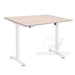 Стол Wooden Electric Desk Slim Pro белый/Массив дерева "Дуб Беленый", скошенный край, 1300х750х27мм